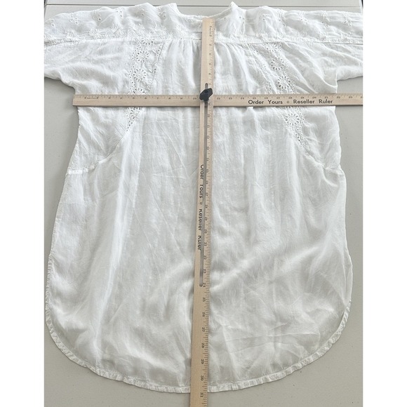 Johnny Was Tunic Blouse Medium White Sheer Eyelet Boho Coverup Western Cottage - Picture 8 of 10